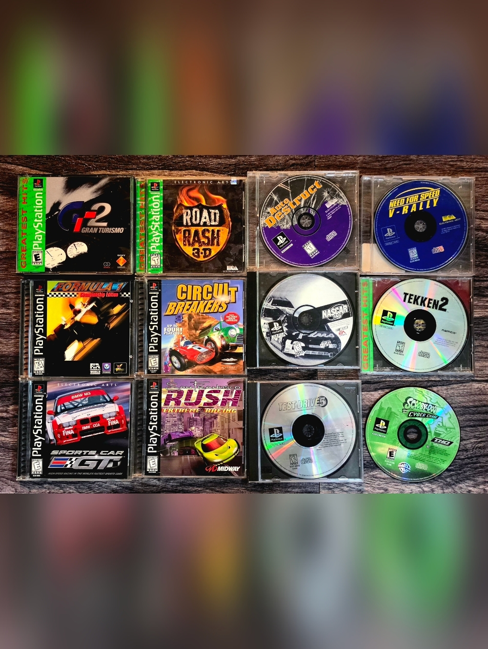 Lot of 12 Playstation Games PS1 Car Racing Tekken GT Formula Road Rash Scooby ++